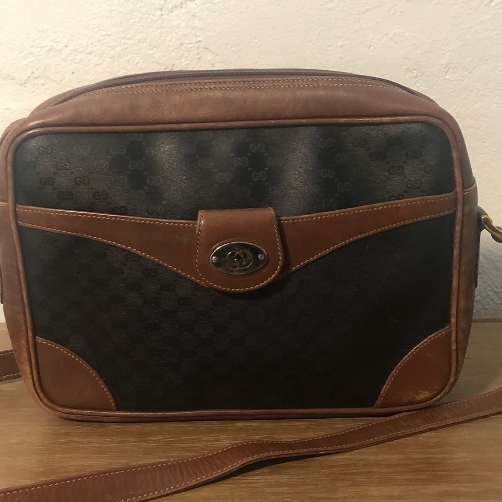 Vintage Gucci Canvas and Leather Bag